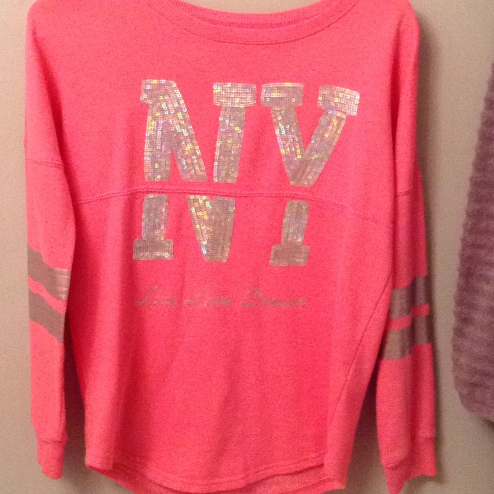 Pink NY holographic sweater